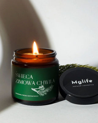 Vegansk rapslys Winter moment med duft af fyrretræ, cedertræ og rav 120 ml MgLife - 2