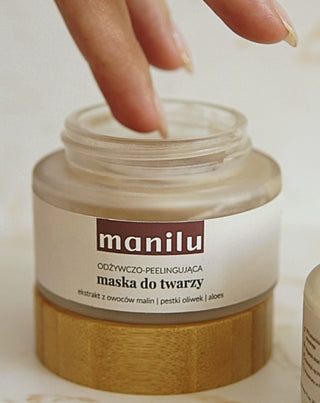 Nærende og peelende ansigtsmaske med olivenkerne- og macadamiaolie Manilu - 3