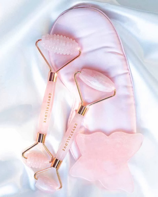 Rose quartz roller face massager - kærlighedssten Crystallove - 2