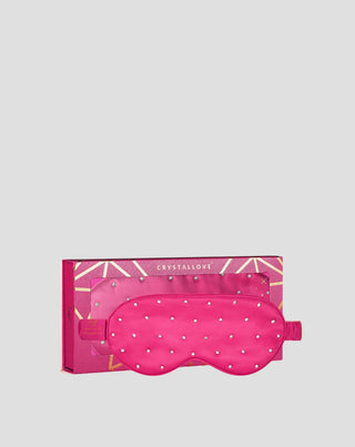 Sovemaske i silke til søvn dekoreret med krystaller – hot pink Crystallove - 1
