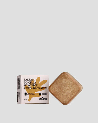 Mildt brunende kropsbalsam i fast form med bacuri-smør og økologisk glitter Auna - 1