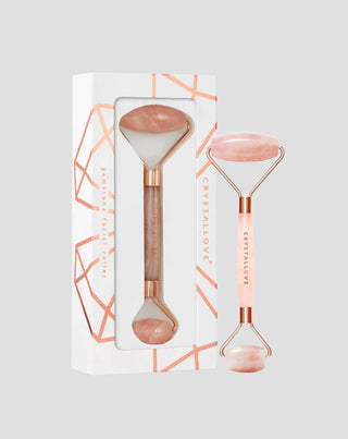 Ansigtsmassageapparat med rosenkvarts Rose quartz roller - kærlighedens sten Crystallove - 1