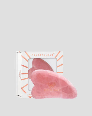 Ansigtsmassageplade gua sha af rosa kvarts - kærlighedens sten Crystallove - 1