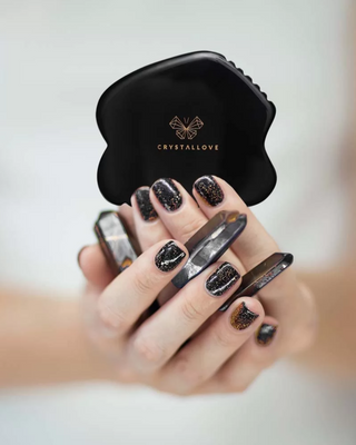 Gua sha ansigtsmassageplade lavet af obsidiansten med stor kraft Crystallove - 2