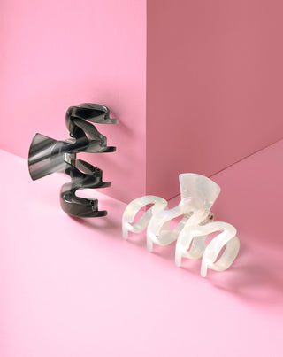 Sæt med store hårspænder - perle og sort Twisty 2 stk. - 4