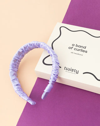 Silkehårbånd i 100 % natursilke lilla Twisty - 2