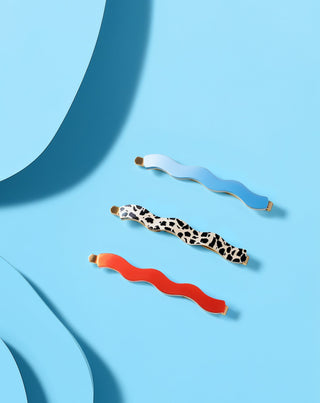 Sæt med bølgede hårnåle marmoreret, blå, rød Twisty 3 stk. - 2