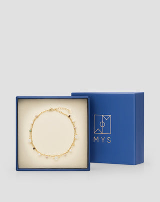 Ankelarmbånd med naturstenene agat, maifan, jaspis, jade og aventurin Mys - 4