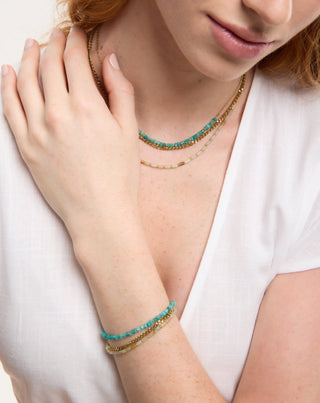 Guldbelagt armbånd med naturstenene afrikansk turkis og amazonit Mys - 2