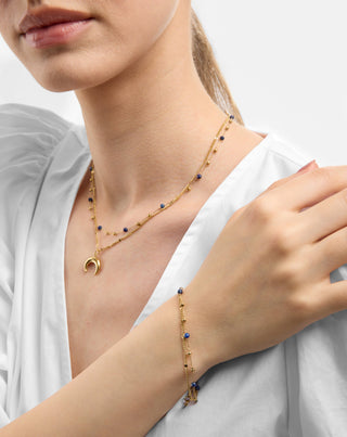 Guldbelagt armbånd med naturlige lapis lazuli-sten Mys - 2