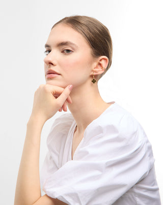 Guldbelagte kløvercirkel-øreringe i sæt Mys - 4