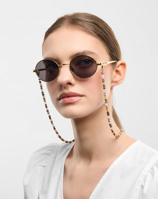 Brillekæde med naturstenene agat, maifan, jaspis, jade og aventurin Mys - 3