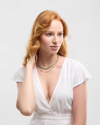 Guldbelagt halskæde med naturstenene afrikansk turkis og amazonit Mys - 4