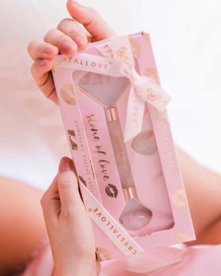 Rosenkvarts kærlighedssten ansigtsmassageapparat Selflove-sæt Crystallove - 2