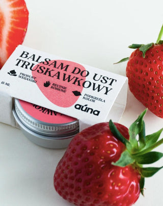 Jordbærlæbepomade, der fremhæver læbefarven og giver glans Auna - 4