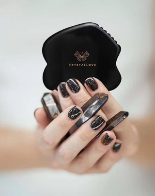 Gua sha ansigtsmassageplade lavet af obsidiansten med stor kraft Crystallove - 2