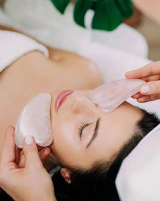 Rosenkvarts gua sha ansigtsmassageplade - kærlighedssten Crystallove
