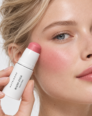 Makeup- og konturset til ansigtet: bronzer, rouge og highlighter i stift Nutridome