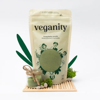 Ungt bygpulver naturlig kilde til vegetabilsk protein Veganity 150 g