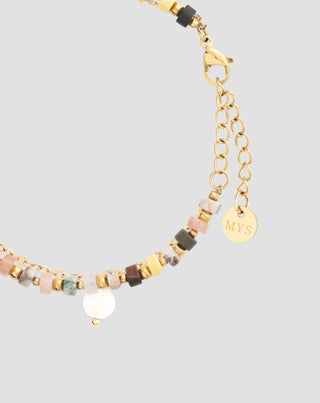 Armbånd med naturstenene agat, maifan, jaspis, jade og aventurin Mys - 4