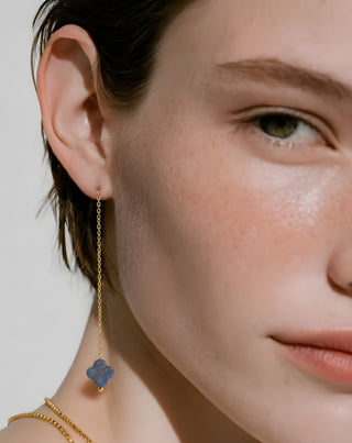 Guldbelagte øreringe med natursten lapis lazuli øreringe Mys - 4