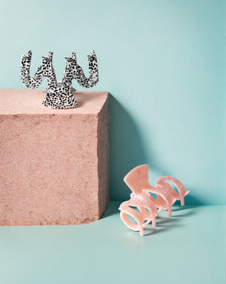 Sæt med store hårspænder - pink og marmoreret Twisty 2 stk - 4