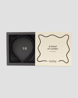 Silkehårbånd i 100 % natursilke, sort Twisty - 3
