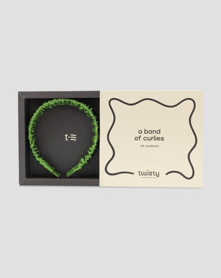 Silkehårbånd i 100 % natursilke grøn Twisty - 3