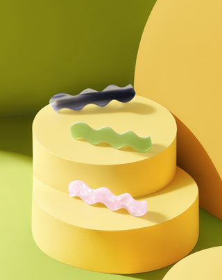 Sæt med bølgede hårspænder - grøn, sort, pink Twisty 3 stk. - 3