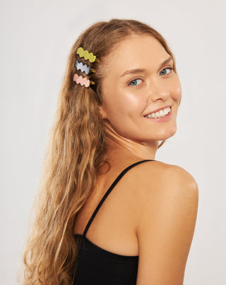 Sæt med bølgede hårspænder - grøn, sort, pink Twisty 3 stk. - 2