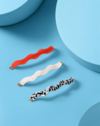 Sæt med bølgede hårnåle rød, marmoreret, perle Twisty 3 stk. - 2