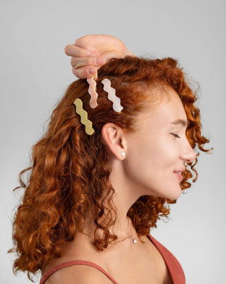 Sæt med bølgede hårspænder - perle, grøn, pink Twisty 3 stk. - 2