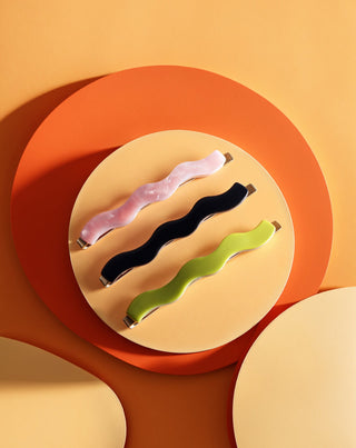 Sæt med bølgede hårnåle grøn, sort, pink Twisty 3 stk. - 3