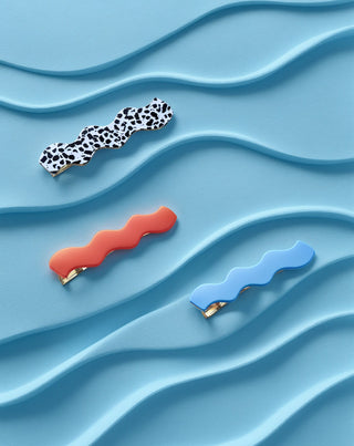 Sæt med bølgede hårspænder - marmoreret, blå, rød Twisty 3 stk. - 3