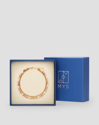 Ankelarmbånd af natursten, pink og citronjade Mys - 4