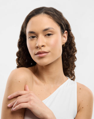 Guldbelagte øreringe med natursten hvid jade øresæt Mys - 5