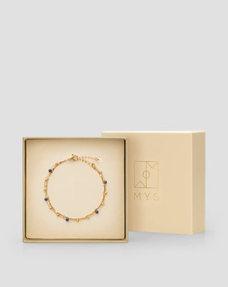 Guldbelagt armbånd med naturlige lapis lazuli-sten Mys - 4