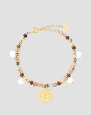 Armbånd med naturstenene agat, maifan, jaspis, jade og aventurin Mys