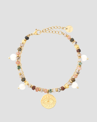 Armbånd med naturstenene agat, maifan, jaspis, jade og aventurin Mys - 1