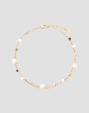 Ankelarmbånd med naturstenene agat, maifan, jaspis, jade og aventurin Mys