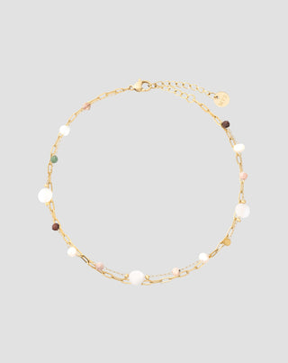 Ankelarmbånd med naturstenene agat, maifan, jaspis, jade og aventurin Mys - 1