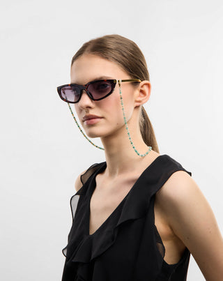 Brillekæde med naturstenene afrikansk turkis og amazonit Mys - 3