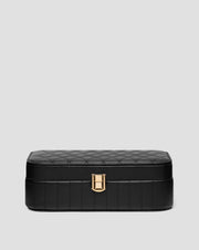 Smykkeskrin med rum, ruller og spejl stor sort Mys