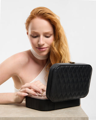 Smykkeskrin med rum, ruller og spejl stor sort Mys - 3